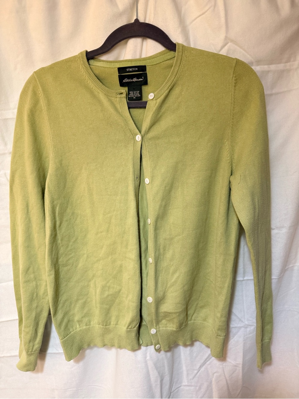 Eddie Bauer vintage Green cotton cardigan tennis prep office Y2K flannel preppy